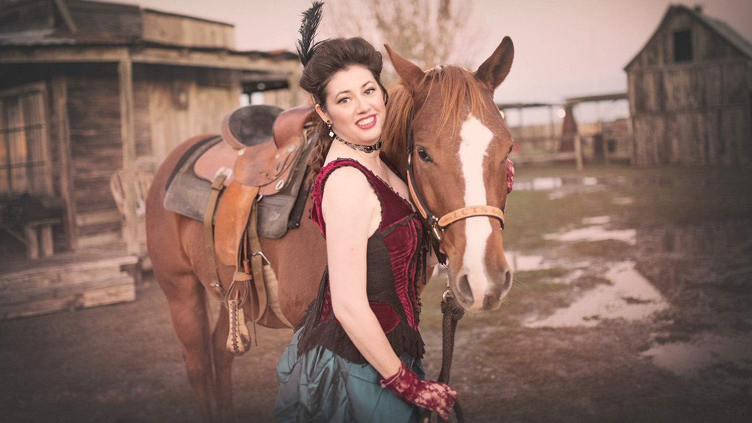 showgirl portrait with horse Old Western